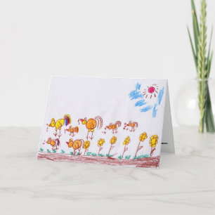 WENSKAART: "Chickens" van Ma Theu (tweede rang) Kaart