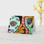 Wenskaart Dag van de Doden "Dos Caras" Kaart (Gele Bloem)