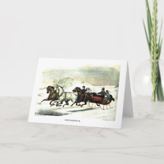 Wenskaart - De Sleigh Race Feestdagen Kaart