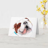 Wenskaart, de Tekening van de Buldog Kaart (Gele Bloem)