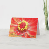 Wenskaart - Denk aan u - Rode Zinnia Kaart (Voorkant)