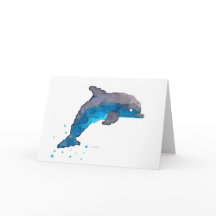 Wenskaart Dolphin Waterverf