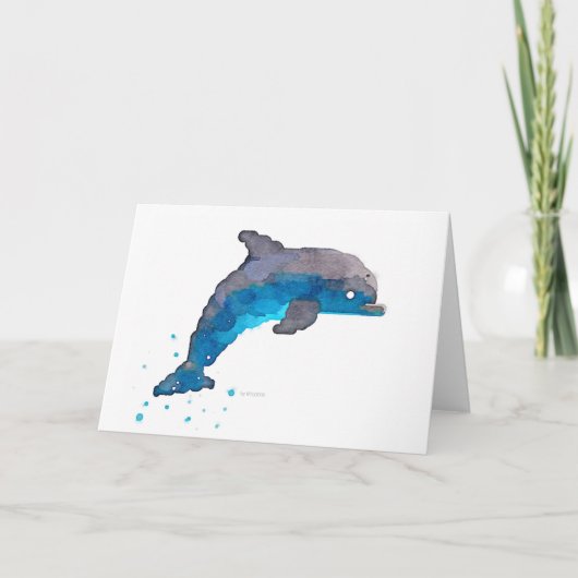 Wenskaart Dolphin Waterverf Kaart (Voorkant)