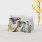 Wenskaart - Drie Schapen in een Rij Kaart (Gele Bloem)