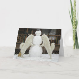 wenskaart "Drie Sneeuwmannen" Feestdagen Kaart