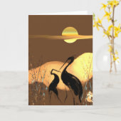 Wenskaart Evening Cranes Kaart (Gele Bloem)
