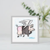 wenskaart "Flying Pastor Pig" Kaart (Staand voorkant)