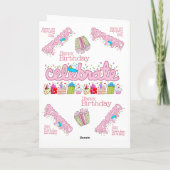 Wenskaart Happy Birthday Celebrate Pink Kaart (Achterkant)