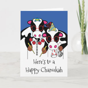 Wenskaart "Happy Chanukah and Happy Moo Year" Feestdagen Kaart