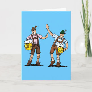 Wenskaart Happy Lederhosen Mannen Beer Stein Kaart