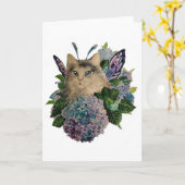 Wenskaart kat kaart (Gele Bloem)