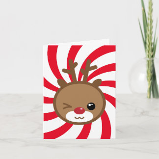 Wenskaart Kawaii Reindeer Feestdagen Kaart