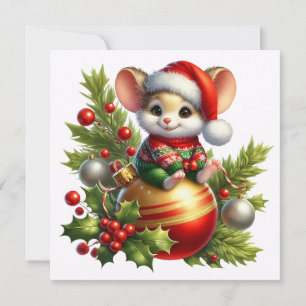 Wenskaart kerstmuis feestdagenkaart