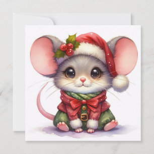 Wenskaart kerstmuis feestdagenkaart