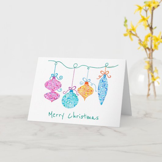 Wenskaart kerstversieringen kaart (Gele Bloem)