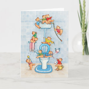 Wenskaart "Kleine Beren op het Toilet " Kaart