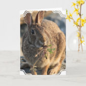 Wenskaart konijn kaart (Gele Bloem)