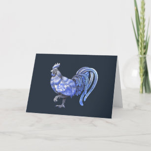 Wenskaart met blauwe wilde rooster kaart