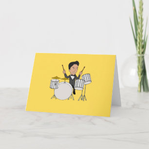Wenskaart met cartoon drummer kaart