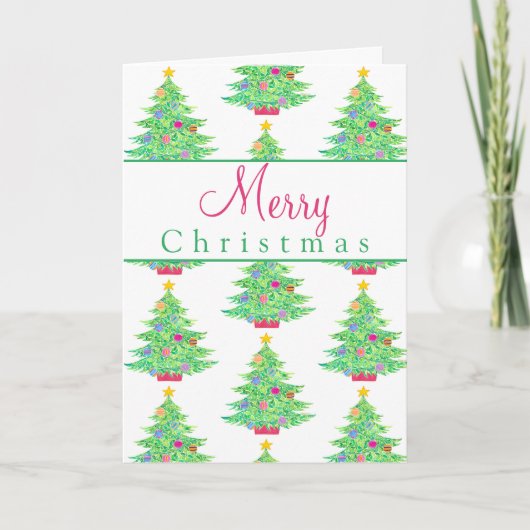 Wenskaart met kerstbomen feestdagen kaart (Voorkant)