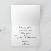 Wenskaart met kerstcadeautjes en groenen feestdagen kaart (Binnen)