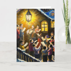 Wenskaart met kerstkarolen feestdagen kaart