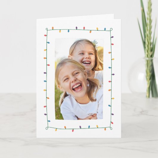 Wenskaart met kerstlampjes feestdagen kaart (Voorkant)