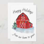 Wenskaart met kerstrode Barn (Voorkant / Achterkant)
