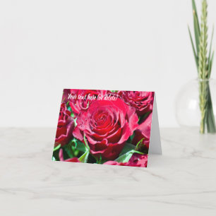 Wenskaart met rode rozen bedankkaart