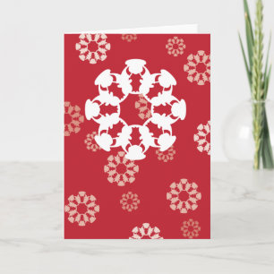 Wenskaart met rood bull snowflake-design feestdagen kaart