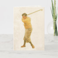 Wenskaart met Vintage Golf Player