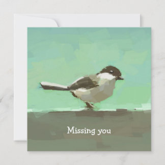 Wenskaart met vogel schilderij - Ik mis je Kaart