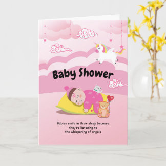 Wenskaart Nieuwe Baby meisje, baby shower Kaart