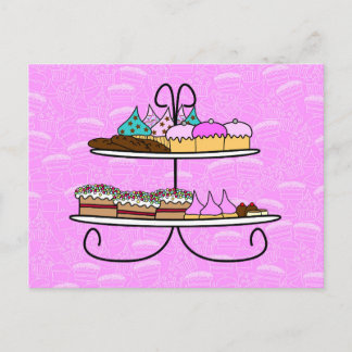 wenskaart - Party Girls - High Tea - cupcakes Briefkaart