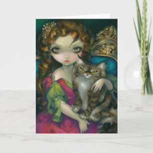 wenskaart "Princess with a Maine Coon Cat" (Prinse Kaart