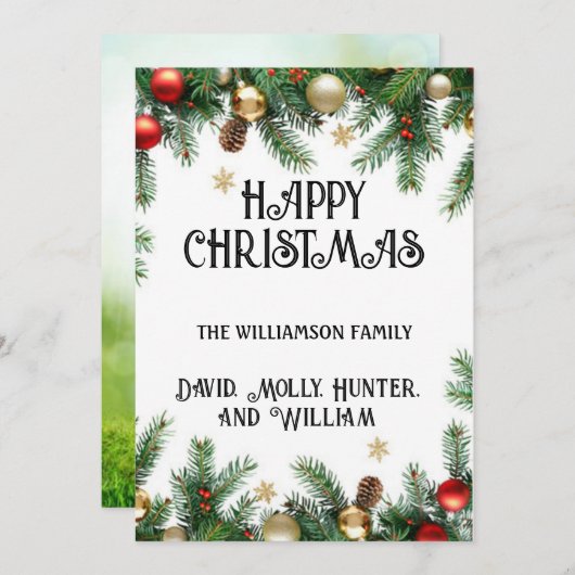 Wenskaart Script Vrolijk Kerstfeest Feestdagenkaart (Voorkant / Achterkant)