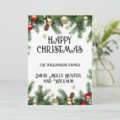 Wenskaart Script Vrolijk Kerstfeest Feestdagenkaart (Staand voorkant)