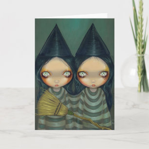 wenskaart "Siamese Witch Twins" Kaart