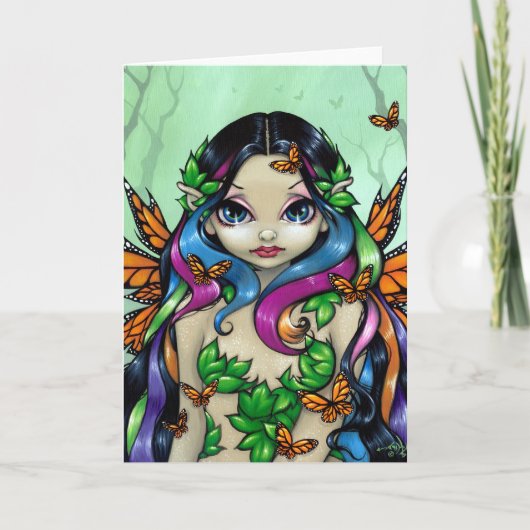 wenskaart "Spring Butterfly Maiden" Feestdagen Kaart (Voorkant)