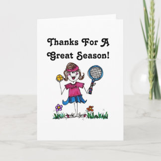 Wenskaart -Stick Tennis Girl Feestdagen Kaart
