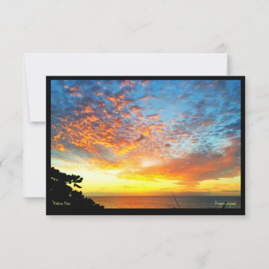 wenskaart, Sunset, Makua Cabin, Makena, Maui Kaart (Voorkant)