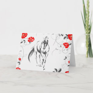 Wenskaart van barokpaarden (blanco) kaart