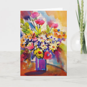 Wenskaart van de Bloemen van de Vaas van het Kaart