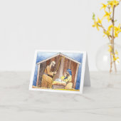 Wenskaart van de nativiteitsscène kaart (Gele Bloem)