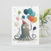 Wenskaart van de Octopus Party Bedankkaart (Staand voorkant)