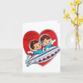 Wenskaart van de Valentijnsdag van de retroastrona Kaart (Gele Bloem)