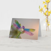 Wenskaart van glas Dragonfly Kaart (Gele Bloem)