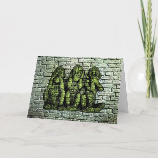 Wenskaart van Graffiti van drie het Wijze Apen Kaart (Voorkant)