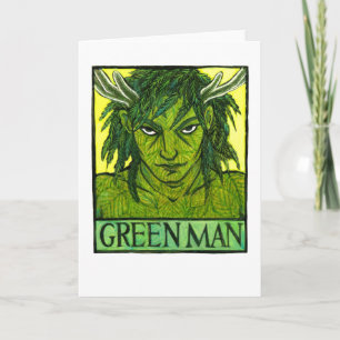 Wenskaart van groen Man Feestdagen Kaart