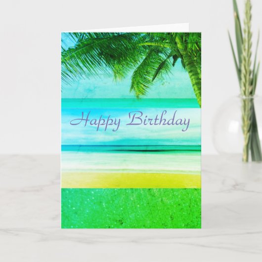 Wenskaart van het eiland Cool Tropical Birthday Kaart (Voorkant)
